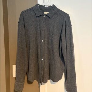 DONNI. SET Grey Thermal (button down L + wide leg pant (M))